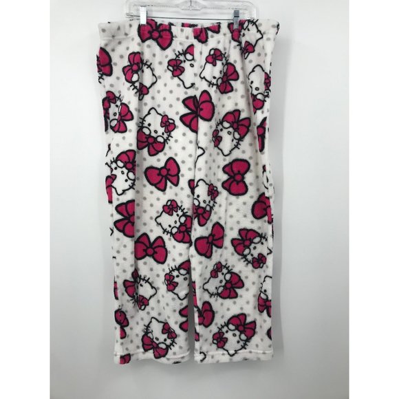 Hello Kitty Intimates & Sleepwear Hello Kitty Lounge Fleece Sleep Pant White Pink 2x Plus